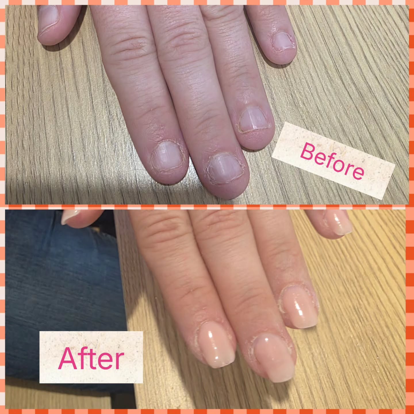 Before and after natural gel manicure